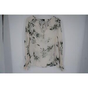 THE‎ KOOPLES Top Womens Floral Ruffle Neck Sheer Gray Long Sleeve Size 1